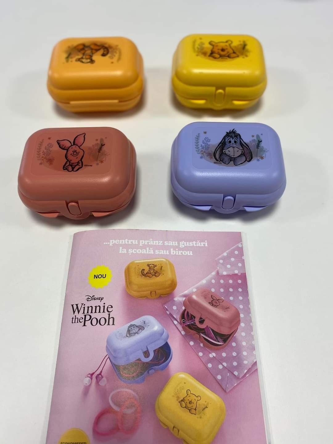 Set 4 scoici/ portmerinde Tupperware Disney Winnie The Pooh&Friends