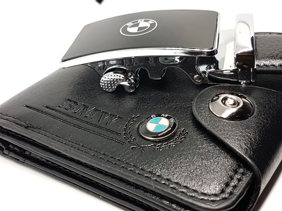 мъжки портфейл+колан луксозен комплект бмв мерцедес ауди