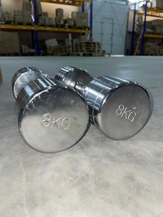Set de 2 Gantere cromate cu greutate fixa 16 KG - 2x8 KG