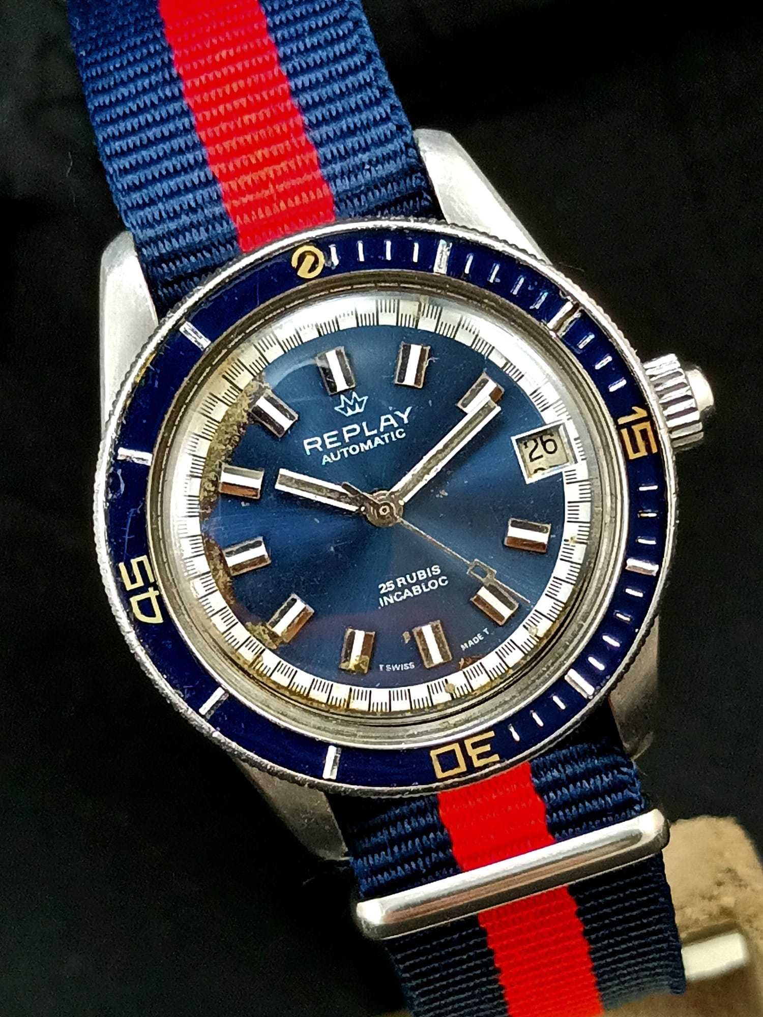 Ceas vintage REPLAY diver automatic cal.ETA 2683 carcasa otel