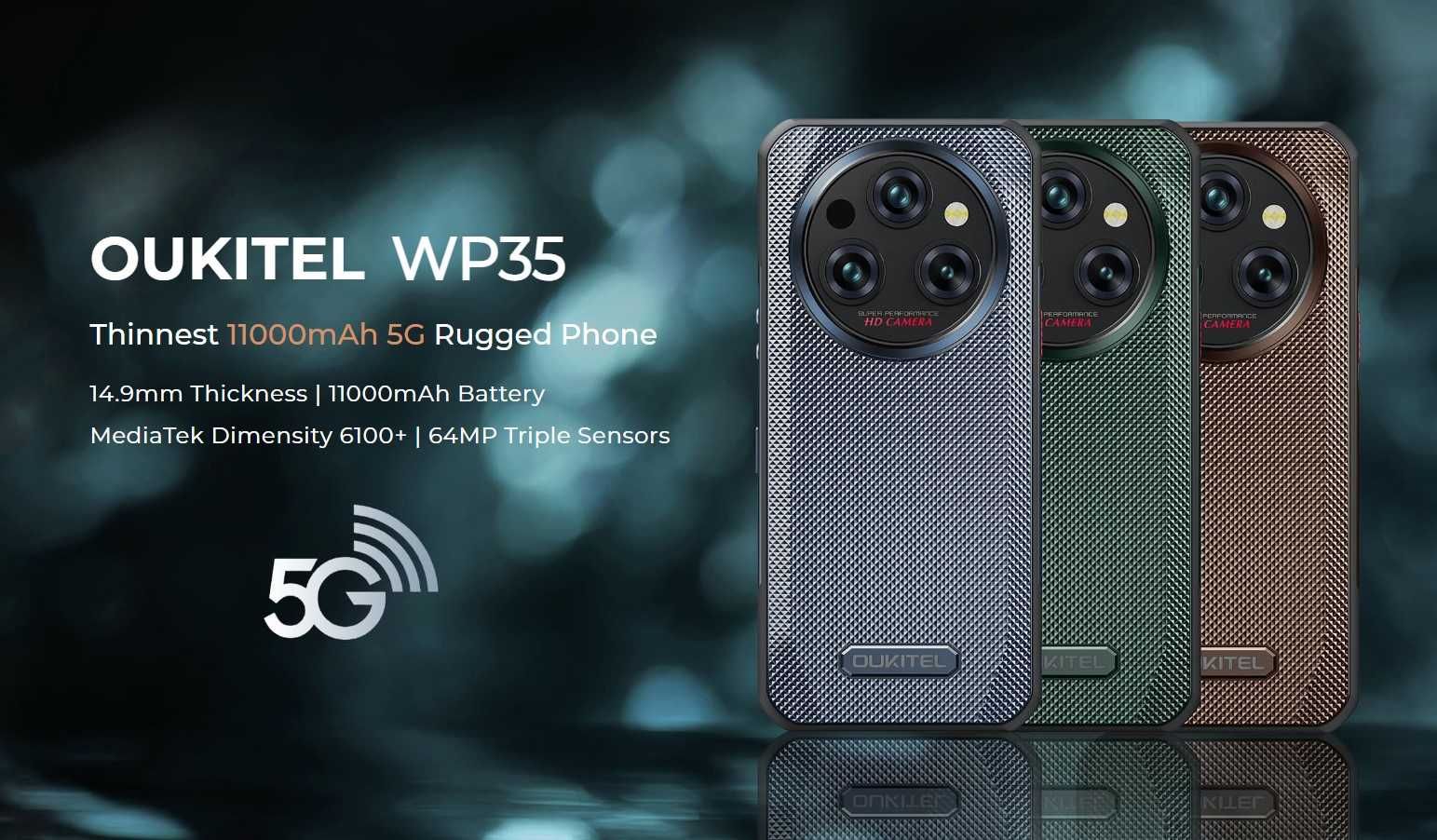 Oukitel WP35 5G, 6.6" екран,8GB RAM 256GB ROM с IP68 защита, 11000 mAh
