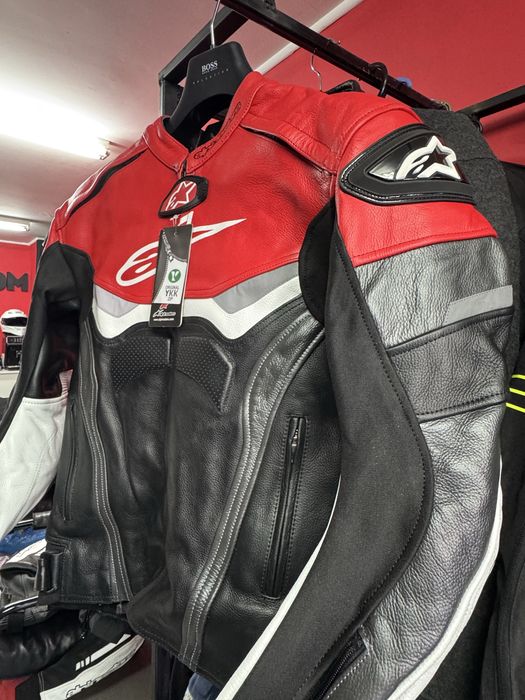 Кожено яке за мотор Alpinestars с гърбица-  M