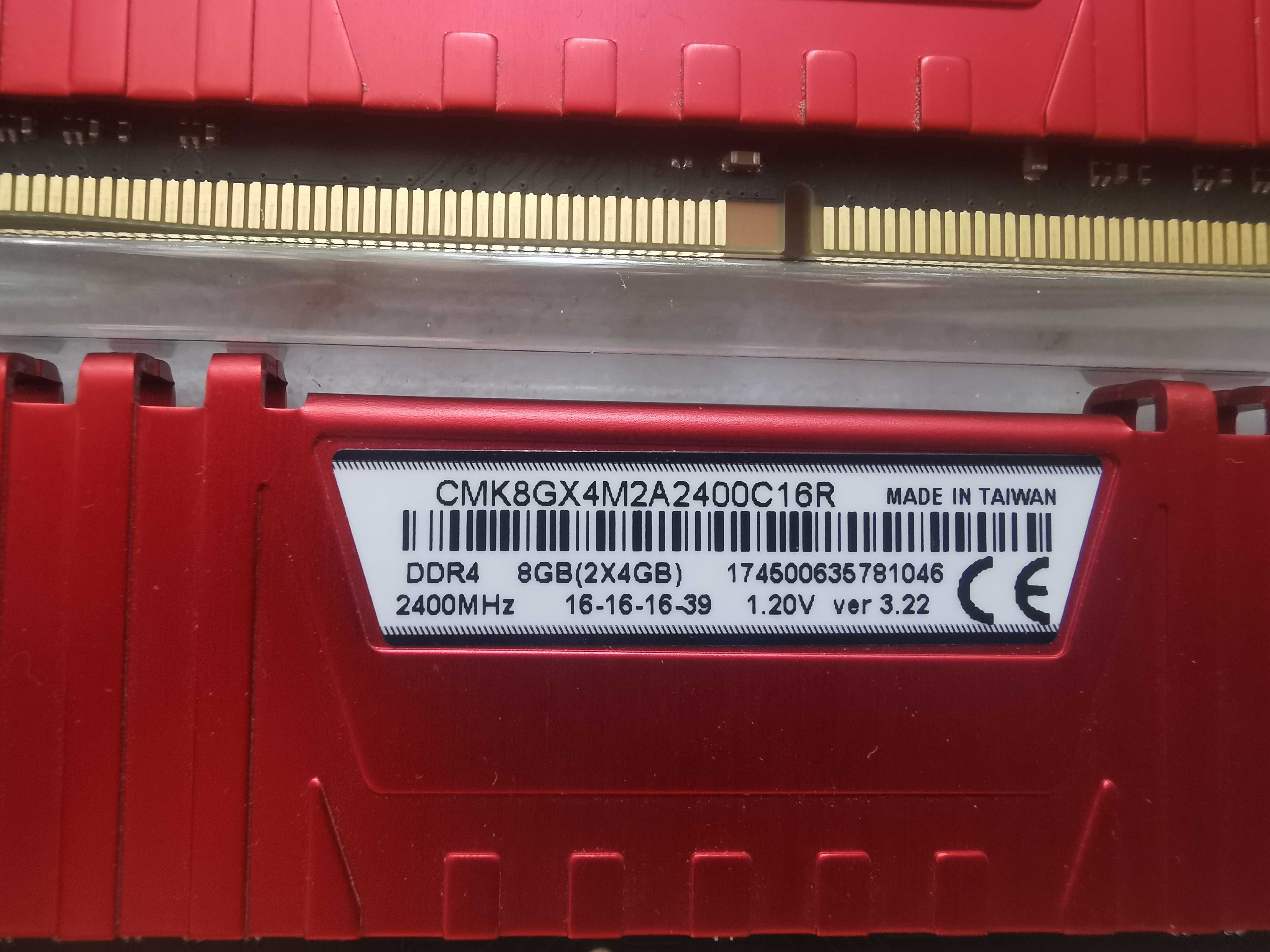 Memorie RAM Corsair LPX Red 8GB DDR4 2400MHz CL16 Dual Channel Kit