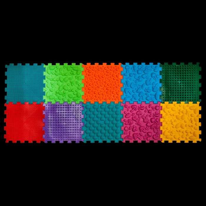 Covoraș ortopedic ORTEK  pentru masaj Puzzle "Mix" 10 elemente