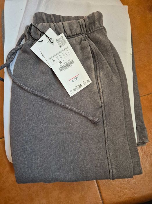 Дамски панталони washed effect ZARA с широки крачоли
