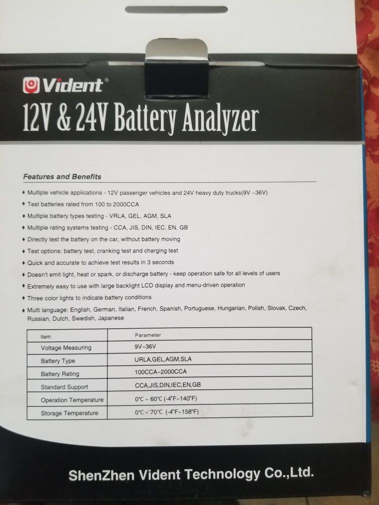 Tester pentru baterie / Aparat de masura Vident iBT200