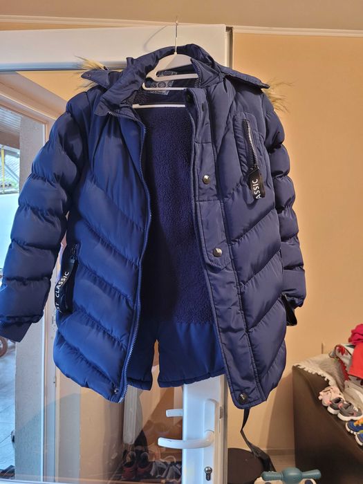 Geaca iarna copii,Areto 146,152, 12 ani bleumarin.