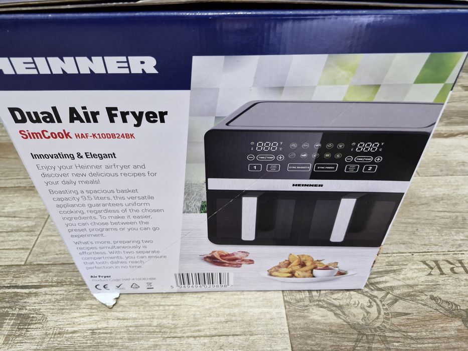 Friteuza dubla cu aer cald Heinner SimCook HAF-K10DB24BK, 2400W