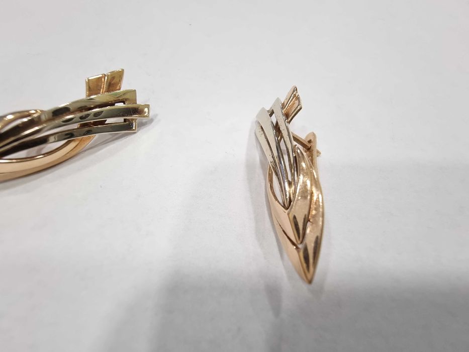 Дамски златни обеци - двуцвено злато