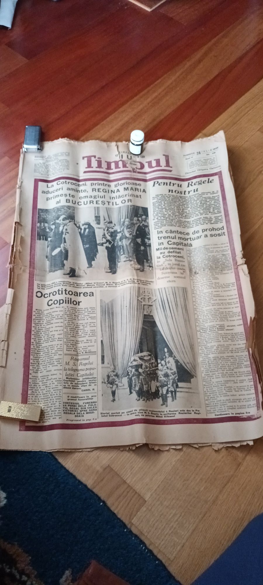 Ziar vechi Timpul, 24 iulie 1938,Funeralii Regina Maria