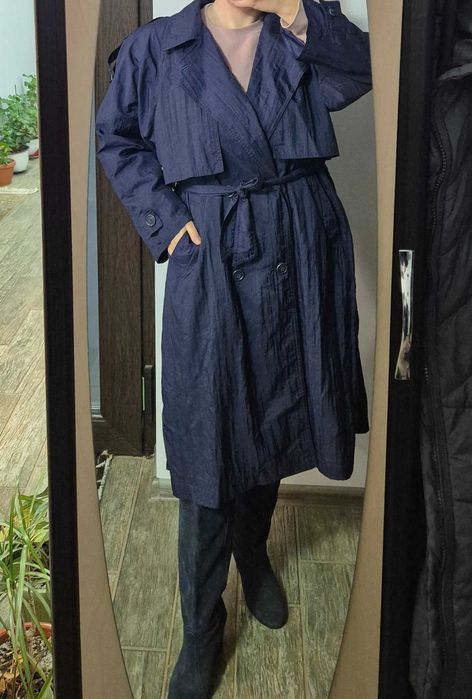 Trench albastru închis, XL modern