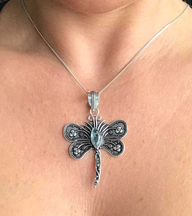 Pandantiv Argint 925 Vintage cu Pietre Semipretioase Topaz