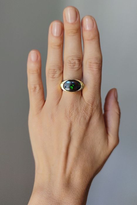 (PROMO) Inel unisex, designer, aur 18k cu boulder opal, certif