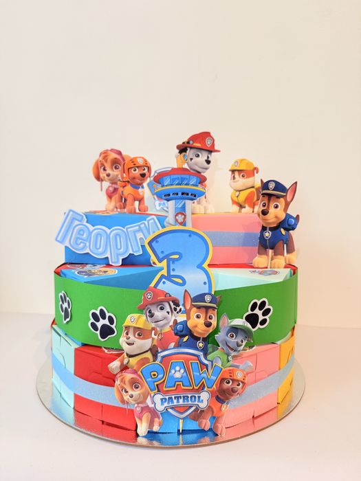 Пез патрул картонена хартиена торта скай чейс маршал за рожден ден
