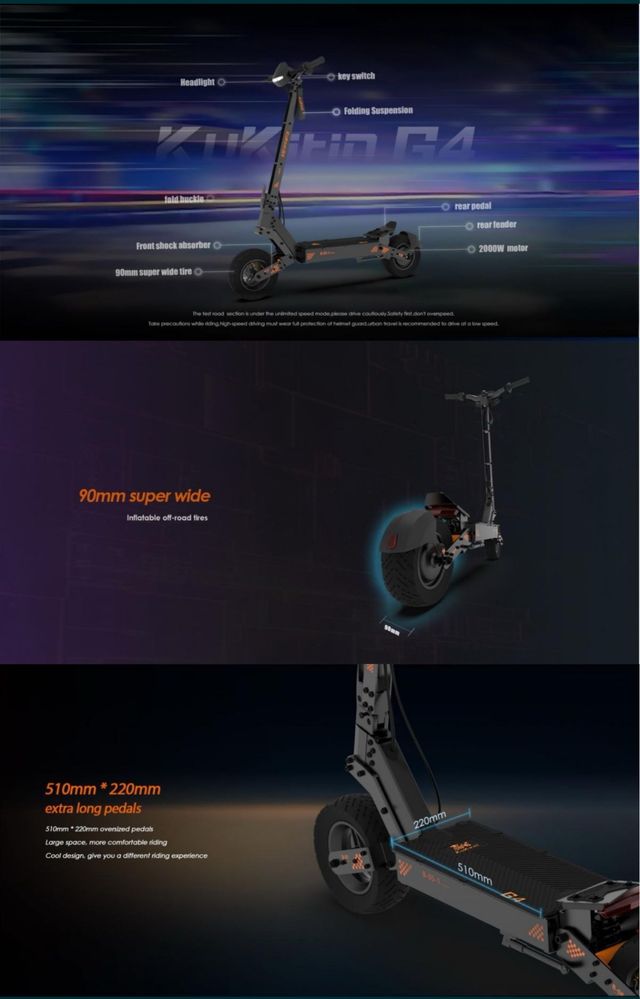 Электросамокат Kugoo kirin G4 (2000Bт; 20Ач; 60B) /