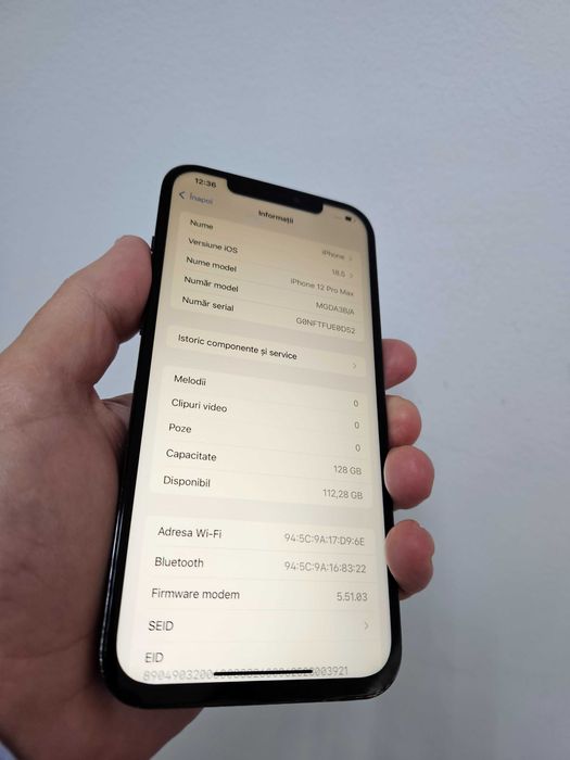 iPhone 12 Pro Max, 128 gb, neverlock, 87% bateria, Garantie.