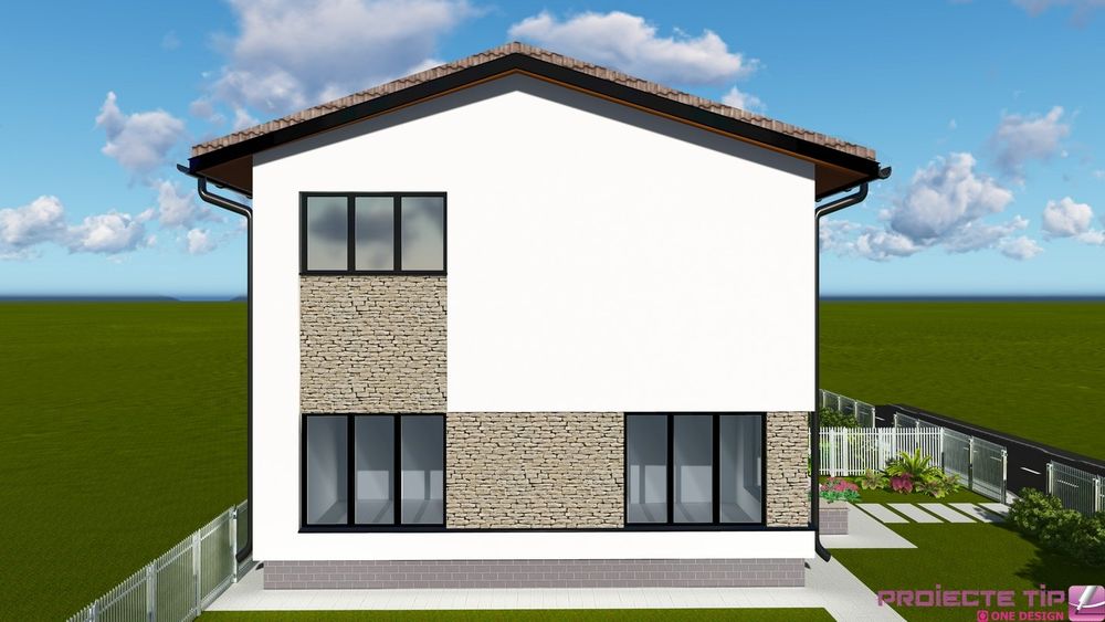 Casă modulară pe structură metalică, cu pereți din panouri sandwich, p