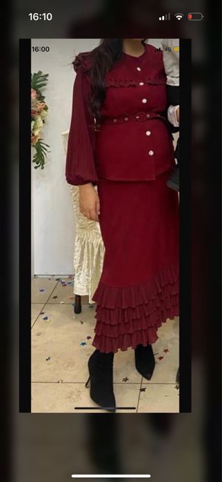 двойка бордовая кофта с юбкой