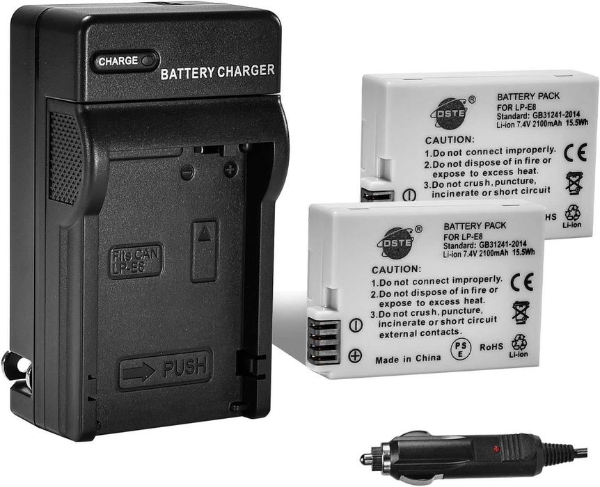 DSTE 2 бр. LP-E8 LPE8 батерия + DC99 адаптер за пътуване