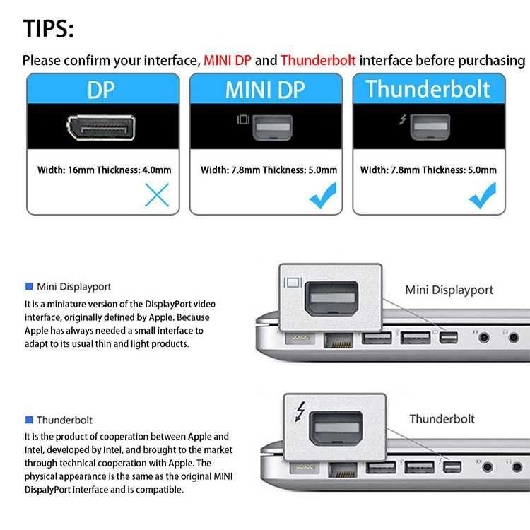Преходник mini DisplayPort (mini DP) към HDMI DVI VGA, адаптер +Гаранц