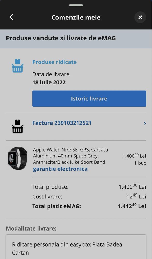 Apple Watch Nike SE 2022, 40 mm Negru