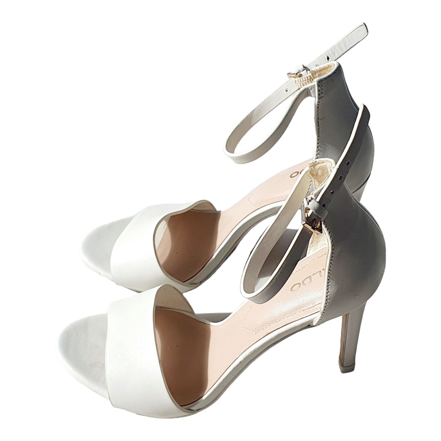 Sandale 37 Aldo, piele interior-exterior, alb, toc 10 cm
