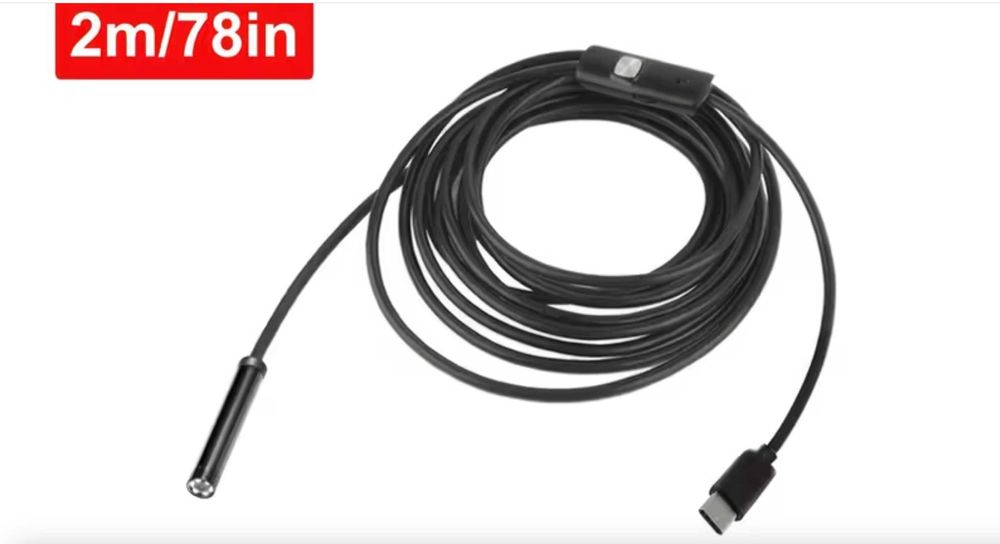 Эндоскоп бароскоп для Андроид разъем mini usb+ Type C 2 метра