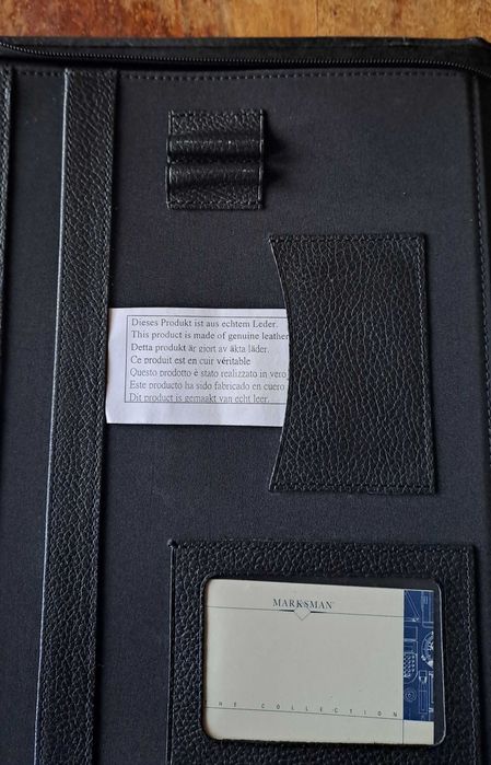 папка луксозна за документи естествена кожа с цип Марксман Marksman A4