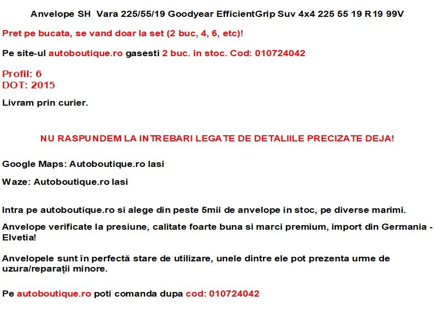 Anvelope Vara  Goodyear EfficientGrip Suv 4x4  99V