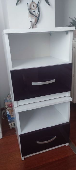 Noptiere alb/mov