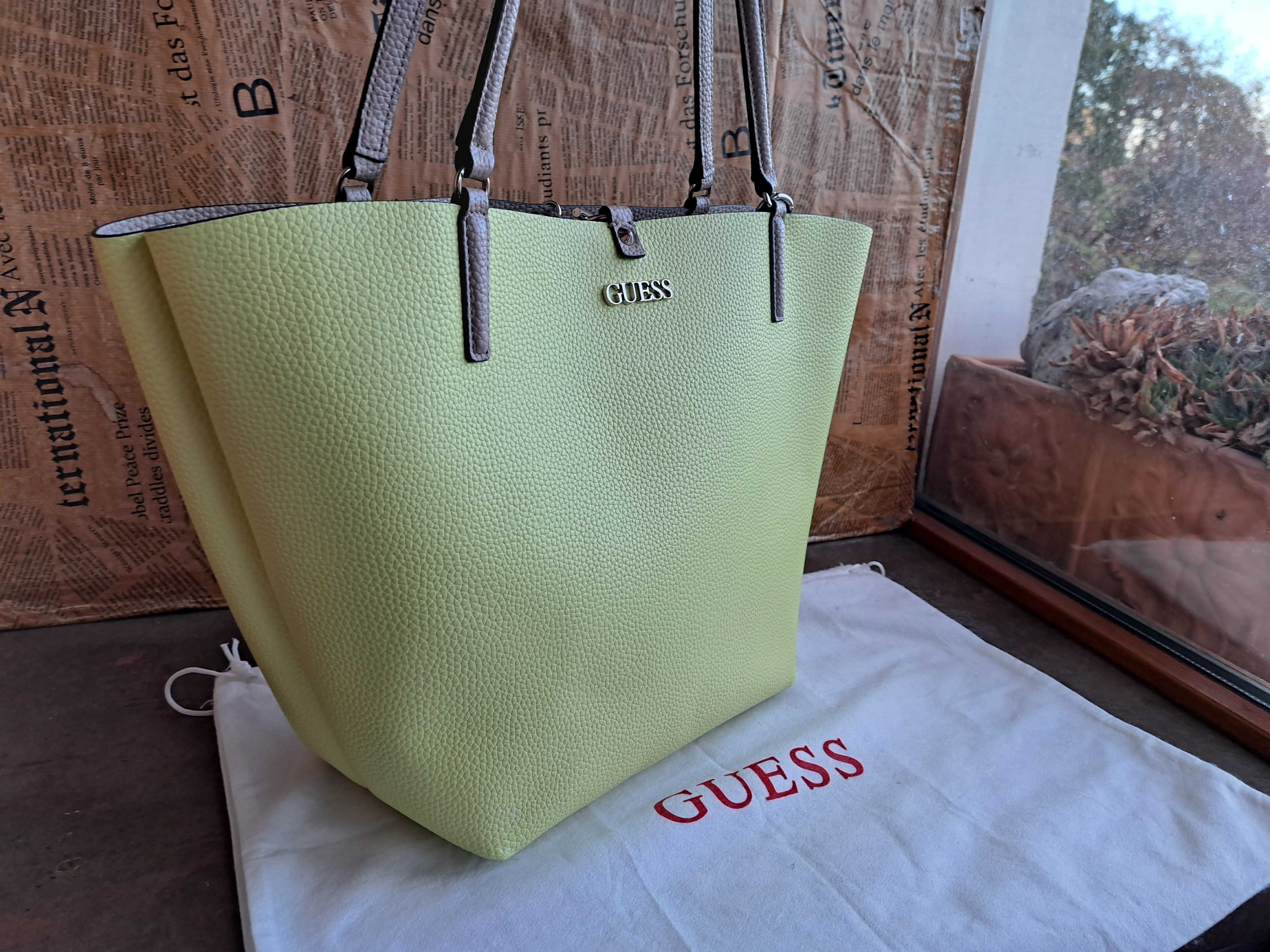 Guess-жълто/зелена дамска чанта