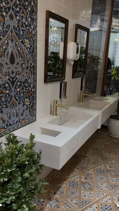 Изготовления раковины,столешница,ступенки и горшки из керамогранит