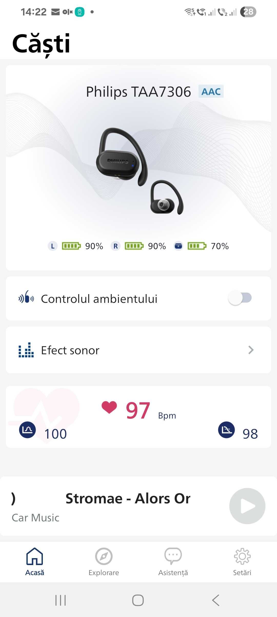 Philips Casti audio Sport seria 7000-TAA7306 /senzor puls/ curatare UV