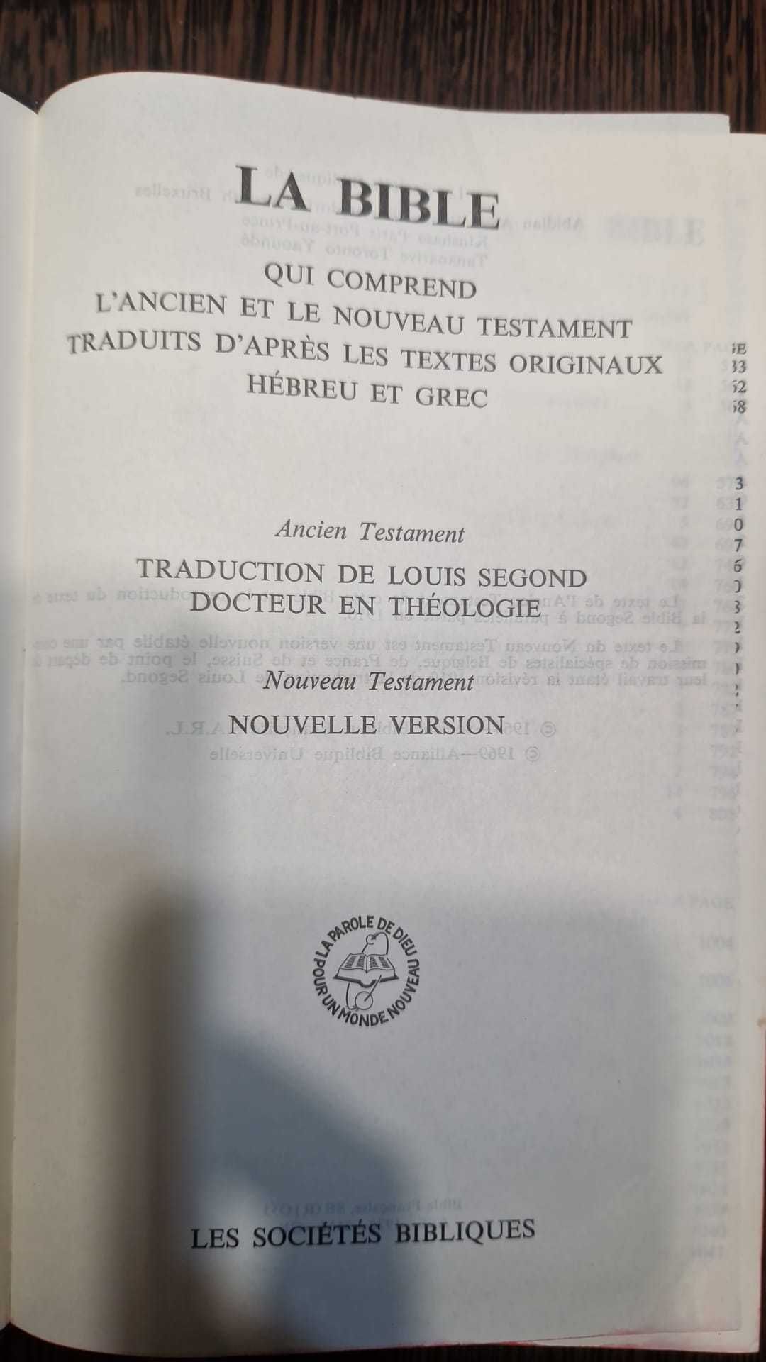 Biblia, editie in limba franceza
