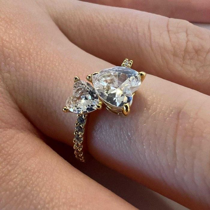 Inel Pandora cu doua inimioare - Aur, in cutie