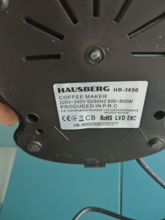 Filtru de cafea Hausberg HB-3650, 600 ml, 800 W, Negru