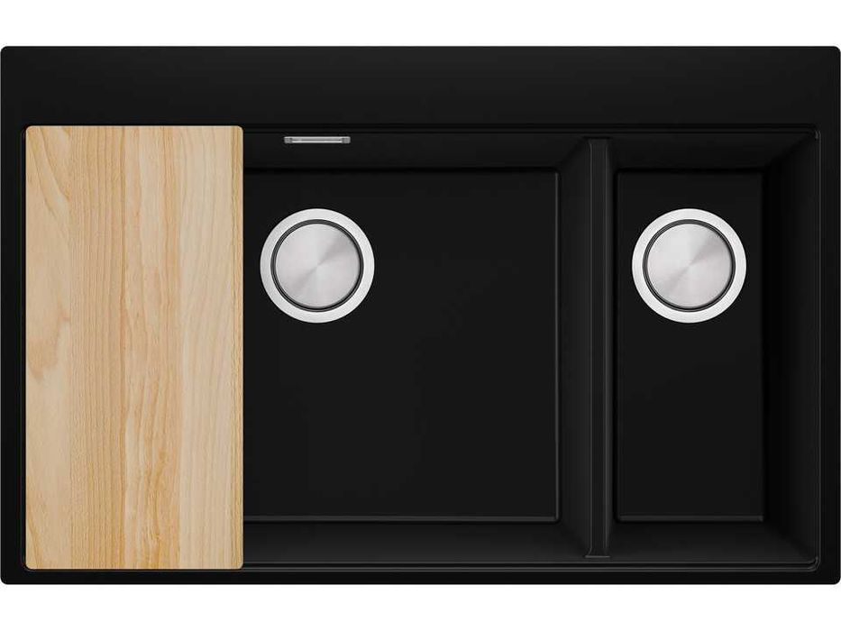 Черна кухненска гранитна мивка Осло 80 Duo Top 780x500 мм