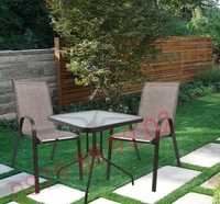 Градински комплект 2 стола и стъклена маса 80/80
