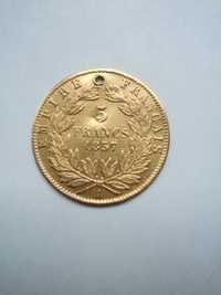 Moneda aur 5 francs 1857 Napoleon III Empereur/Empire Francais.