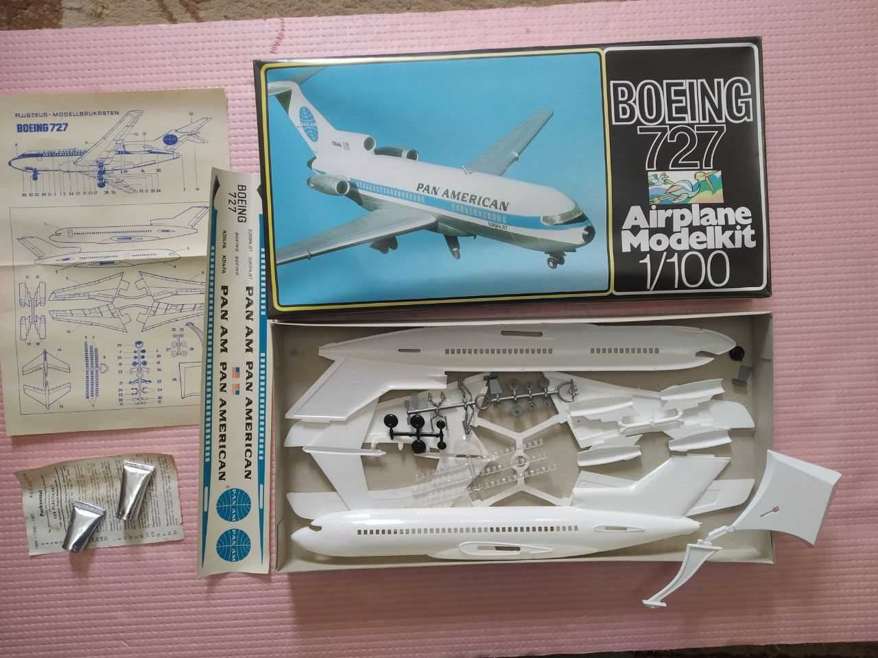 Boeing-727. Сборная модель самолета. 1:100.  ГДР. 1980-е.