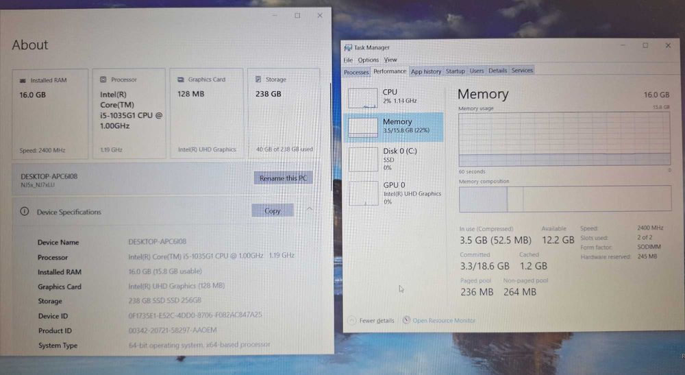 15.6' НОВ Turbo-X Intel Core i5-1035G1/16GB DDR4/256GB SSD/Бат. 5ч.