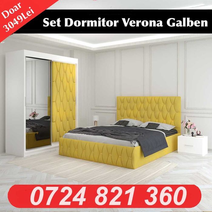 Mobila dormitor,pat ,noptiere,dulap,dressing-BLACK FRIDAY