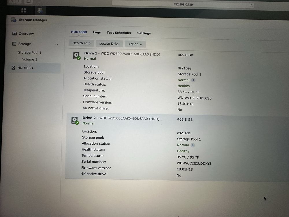 Synology Ds216se NAS 1Tb