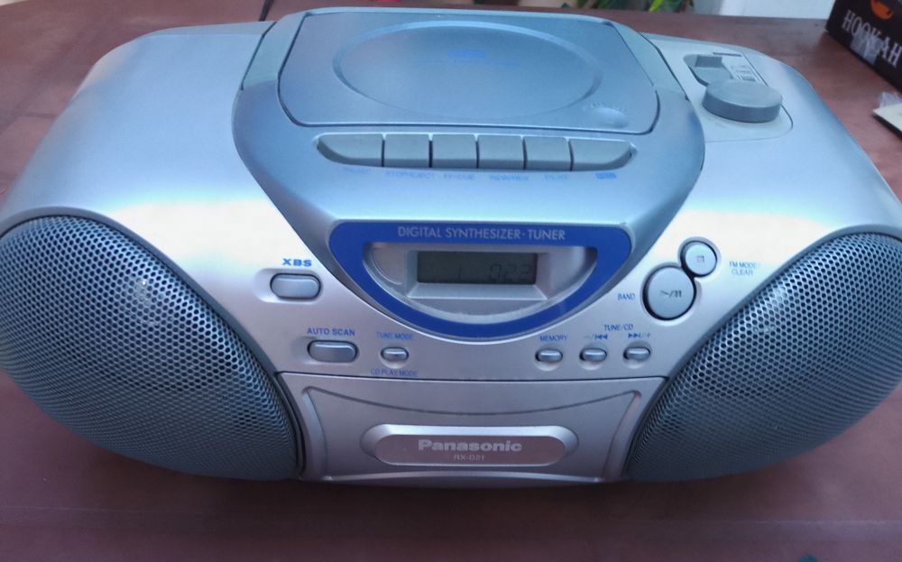 Panasonic RX-D12 Boombox Blue/Silver CD/Cassette Tape Player/Radio