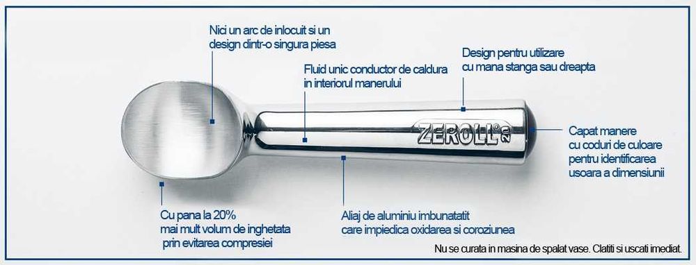 Lingura / Cupa inghetata, aluminiu, 57 gr, Auriu - Zeroll