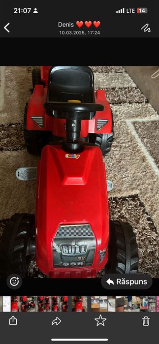 Vand tractor  Smoby cu pedale si remorca