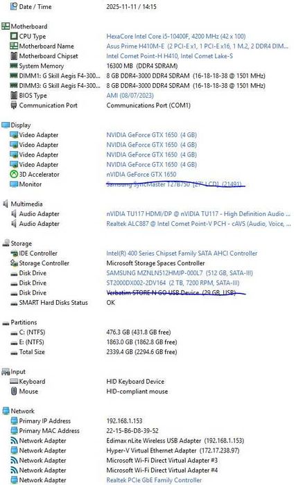 PC gaming I5 10400F, 16gb DDR4, M2 512 + 2tb SSHD, GTX 1650 4gb
