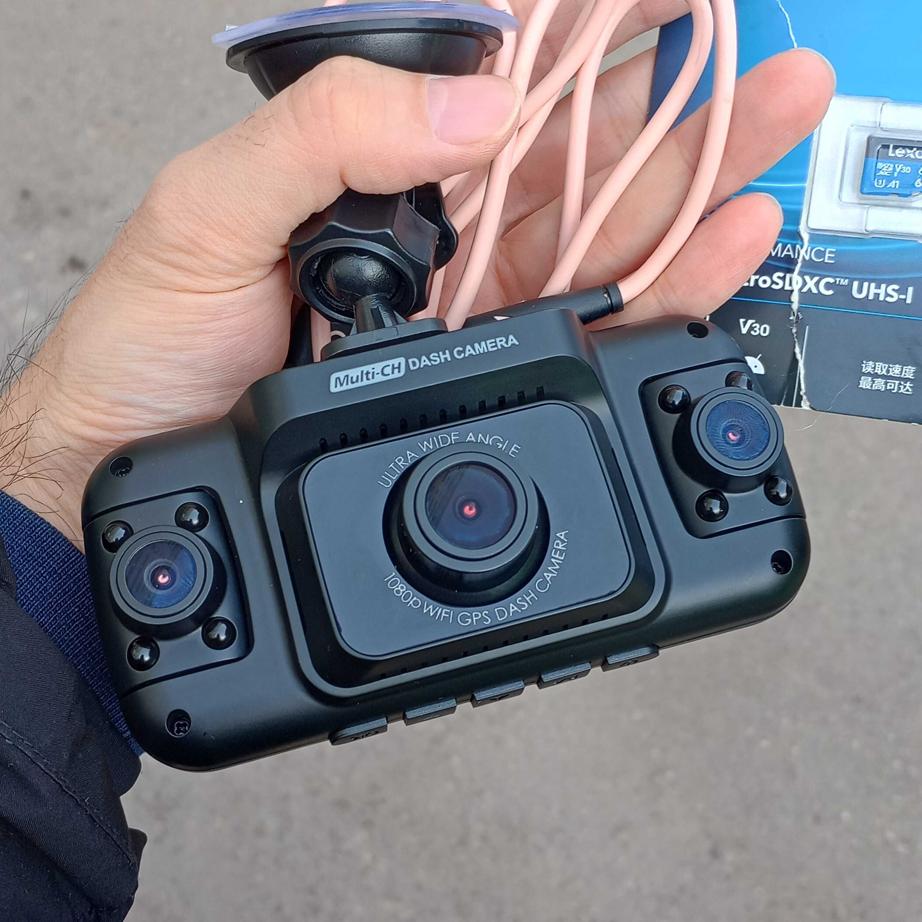 3 камеры Full HD видеорегистратор Wi-Fi GPS 360 Приложени Андроид США