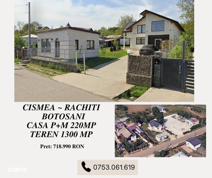 Casa P+M 220mp +Teren 1300 mp  - Cismea ~ Rachiti ~ BT