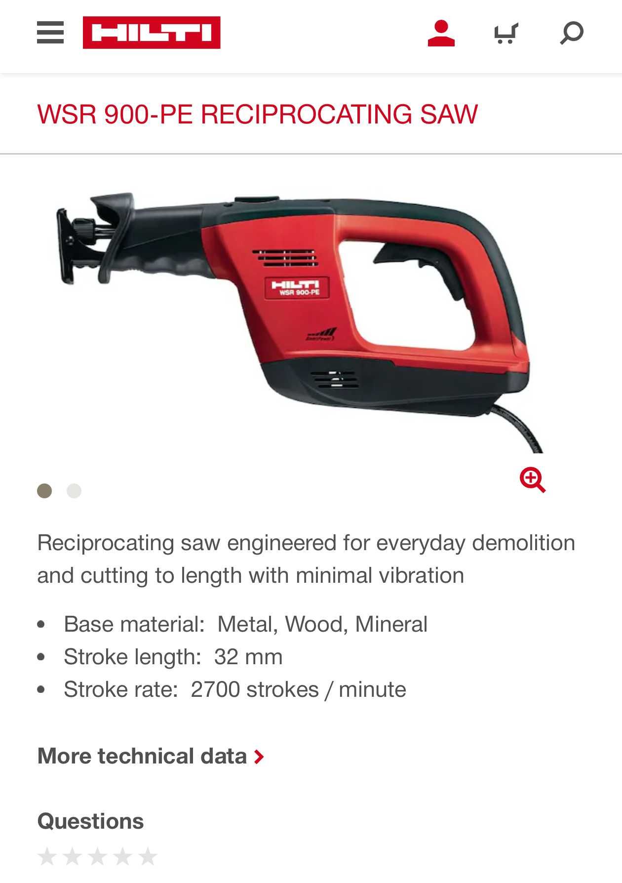 Hilti WSR 900-PE - Електрически саблен трион с обороти!